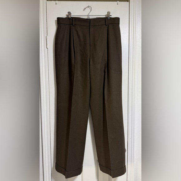 Ralph Lauren 100% Lambswool Trousers Brown Pants Women Career slacks size 16 - Picture 2 of 7